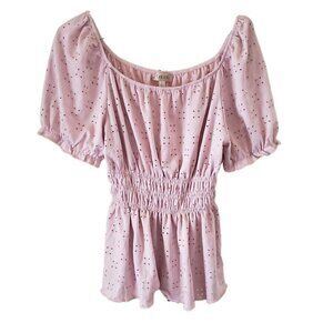Lavish Pink Floral Dot Smocked Babydoll Top